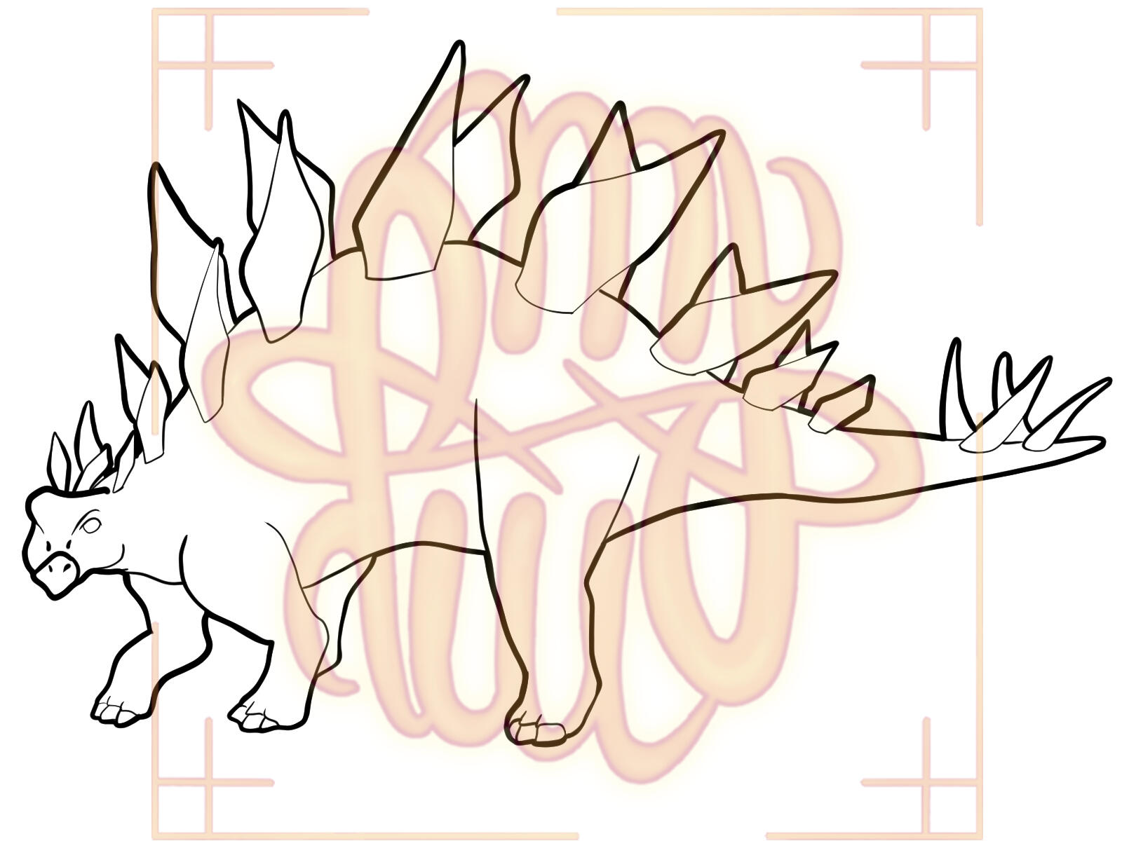 animal, dinosaur, Stegosaurus, full body, lines, coloring page