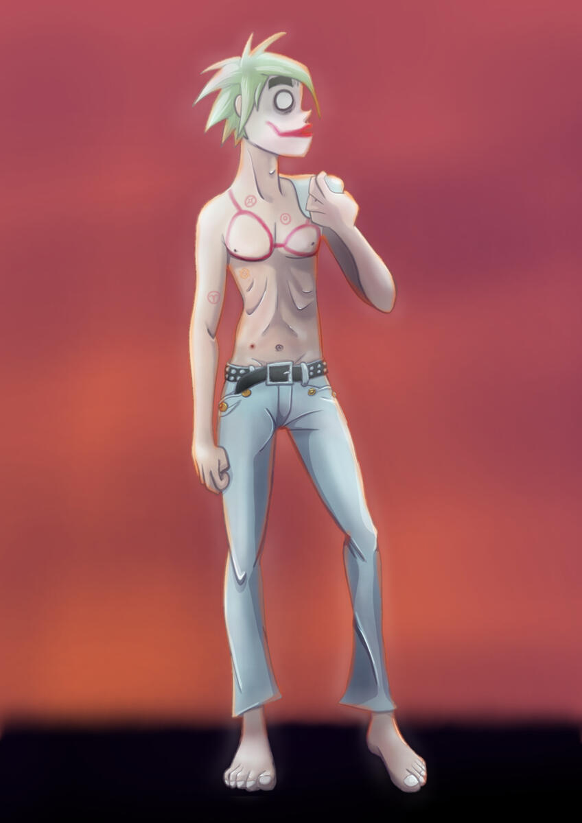human, full body, full shading, Gorillaz