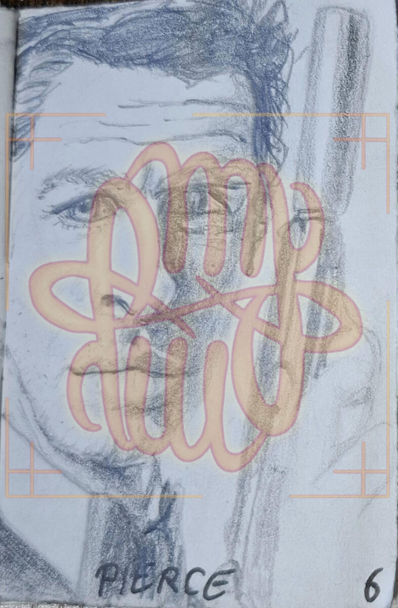 Inktober, traditional, portrait, full shading, Pierce Brosnan, object, gun