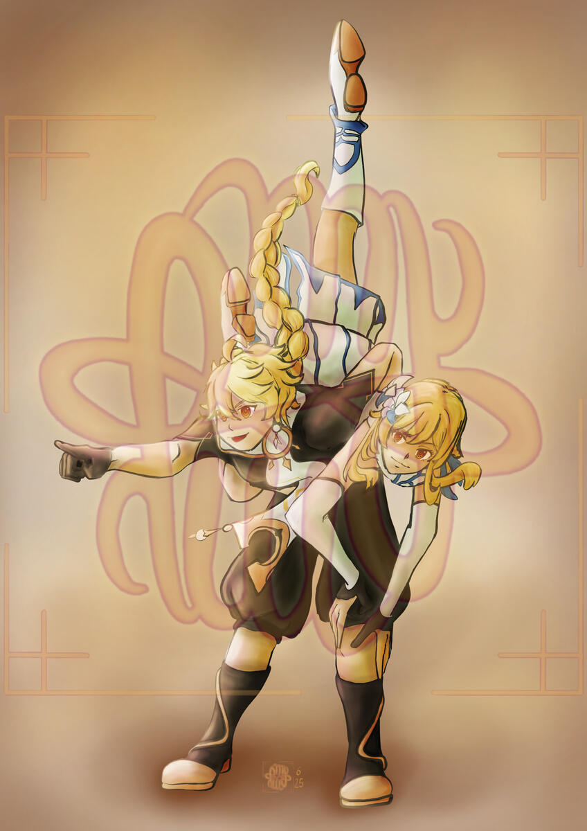 human, full body, full render, 1+ characters, Genshin Impact