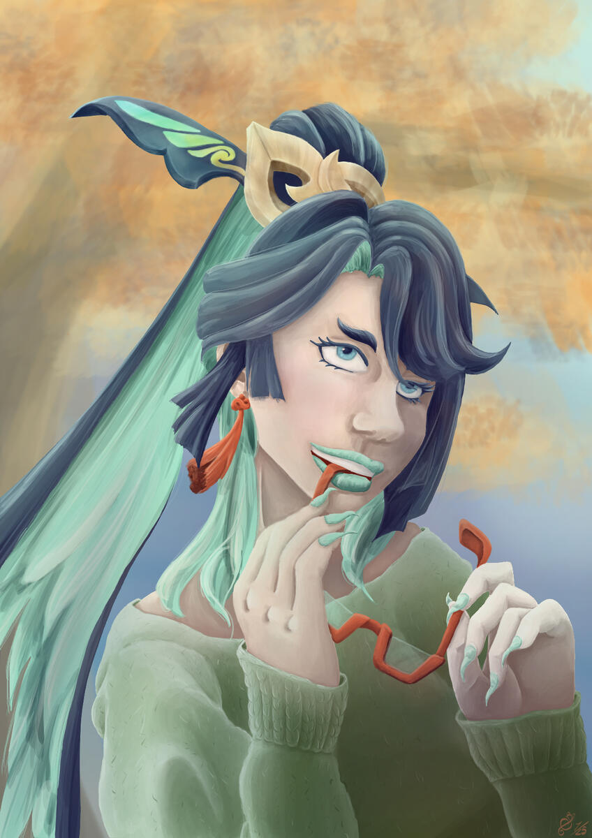 human, portrait, realism, painterly, Genshin Impact