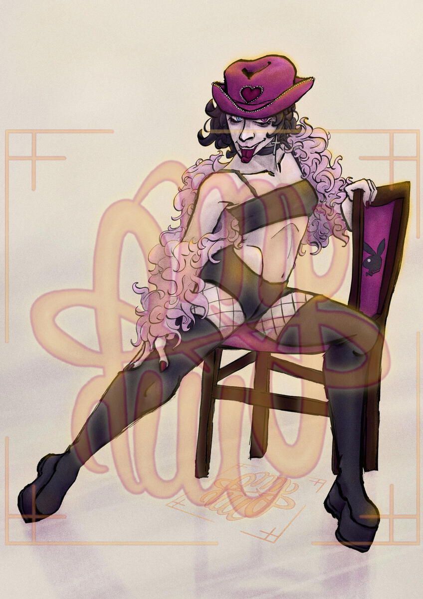 Art Fight, human, full body, simple shading, object, chair