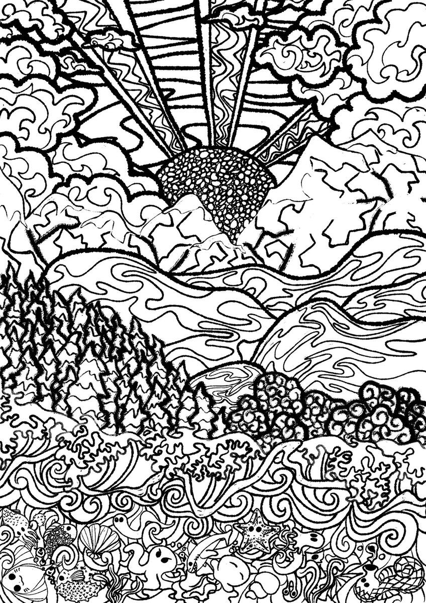 doodle, landscape, animal, lines