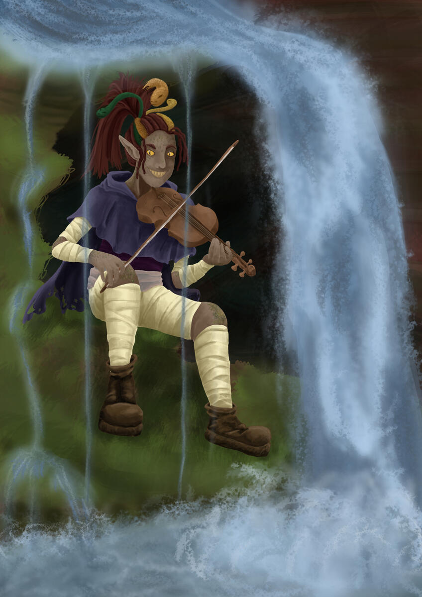 Art Fight, humanoid, full body, full render, gorgon, DnD