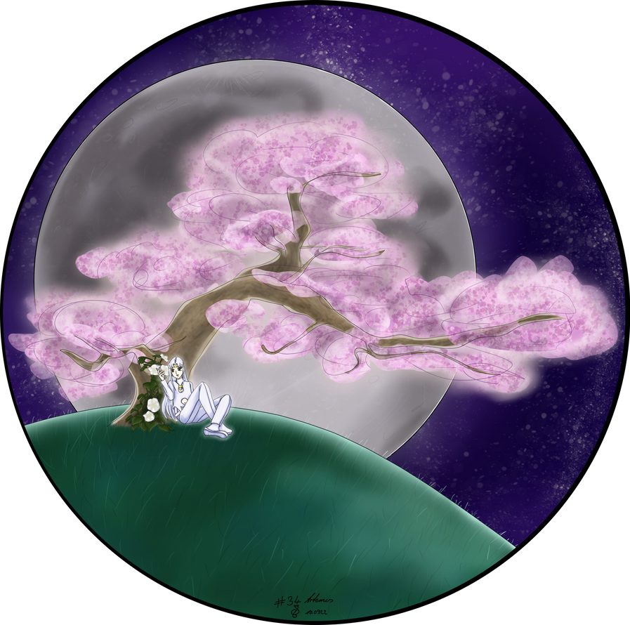 object, tree, moon, human, full body, simple shading