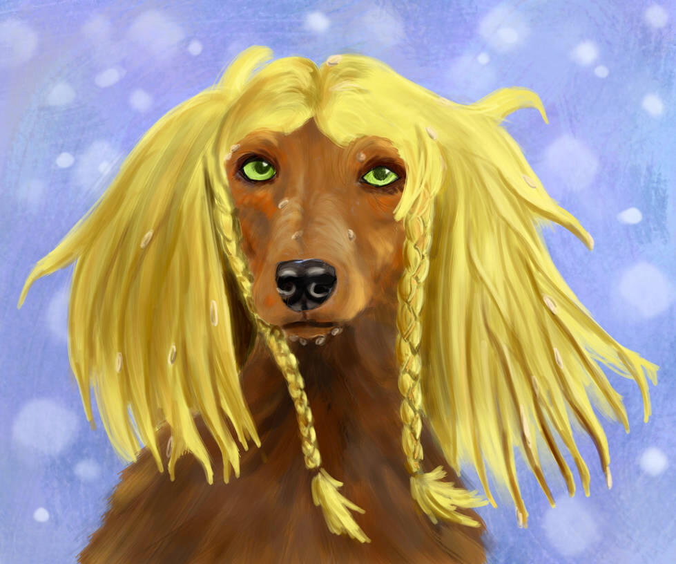 animal, dog, portrait, full render, painterly